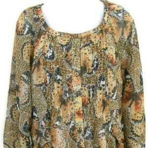 Grace Elements Women’s Butterfly Blouse M Beige